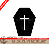 Halloween Coffin SVG - Black Coffin with White Cross SVG